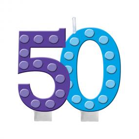 50th Birthday Cake Candle Bright & Bold