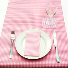 Pale Pink Gingham Paper Table Runner