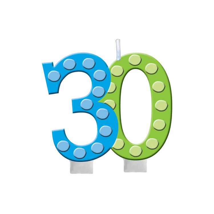 30th Birthday Cake Candle Bright & Bold