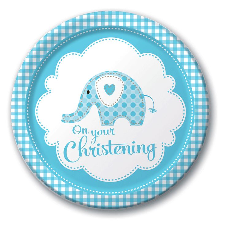Blue Christening Paper Plates Elephant