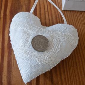 Nottingham Lace Lucky Bridal Sixpence Heart by Trousseau