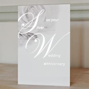 25th Silver Wedding Anniversary Card - Roses