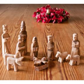 Bethlehem Olive Wood Nativity Figures Set - 12 Pieces