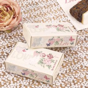 Vintage Print Cake Boxes x 10 - With Love