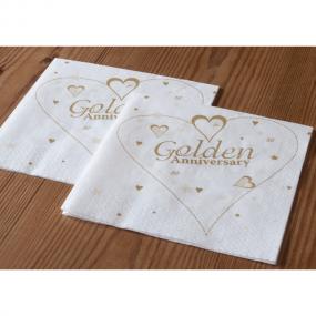 2 Ply Golden Anniversary Luncheon Napkins - Hearts