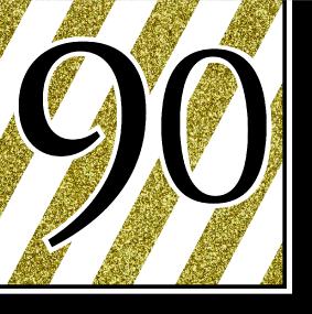 Black, White and Gold 90th Birthday Luncheon Napkins