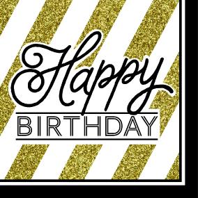 Black, Gold and White Happy Birthday Napkins - Luncheon Size