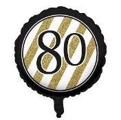 80th Birthday Foil Balloon - Black, White and Gold