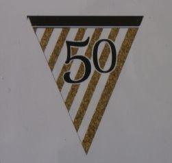 50th Birthday Paper Bunting - White, Black and Gold