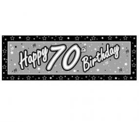 70th Birthday Giant Banner - Black and Silver