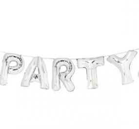 Large Silver 'PARTY' Balloon Bunting