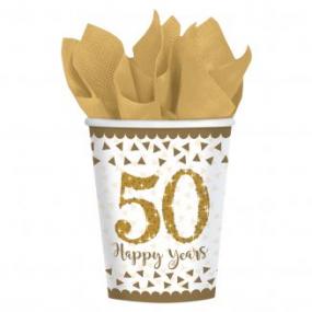 50th Golden Wedding Anniversary 50 Happy Years Paper Cups