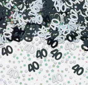 40th Birthday Black and Silver Table Confetti