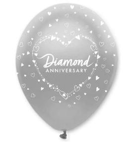 60th Diamond Wedding Anniversary Latex Balloons x 6