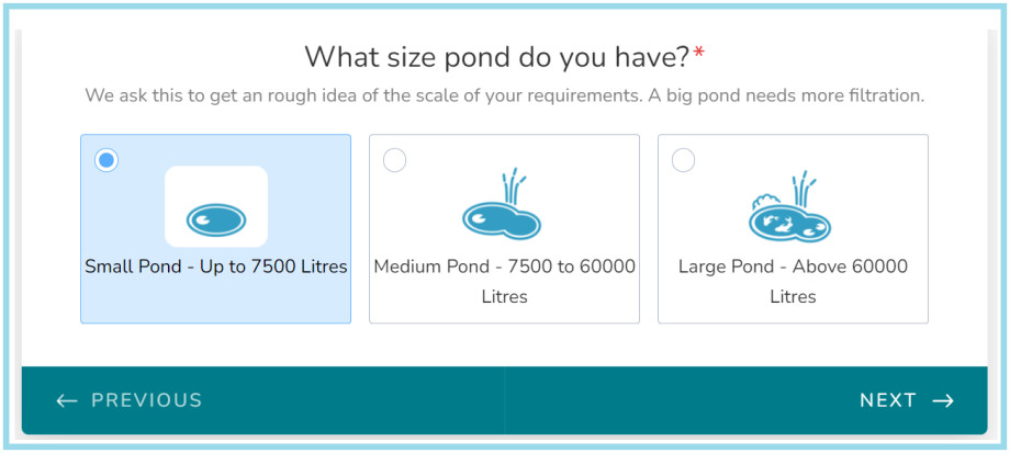 Pond Filter Wizard Pond Size