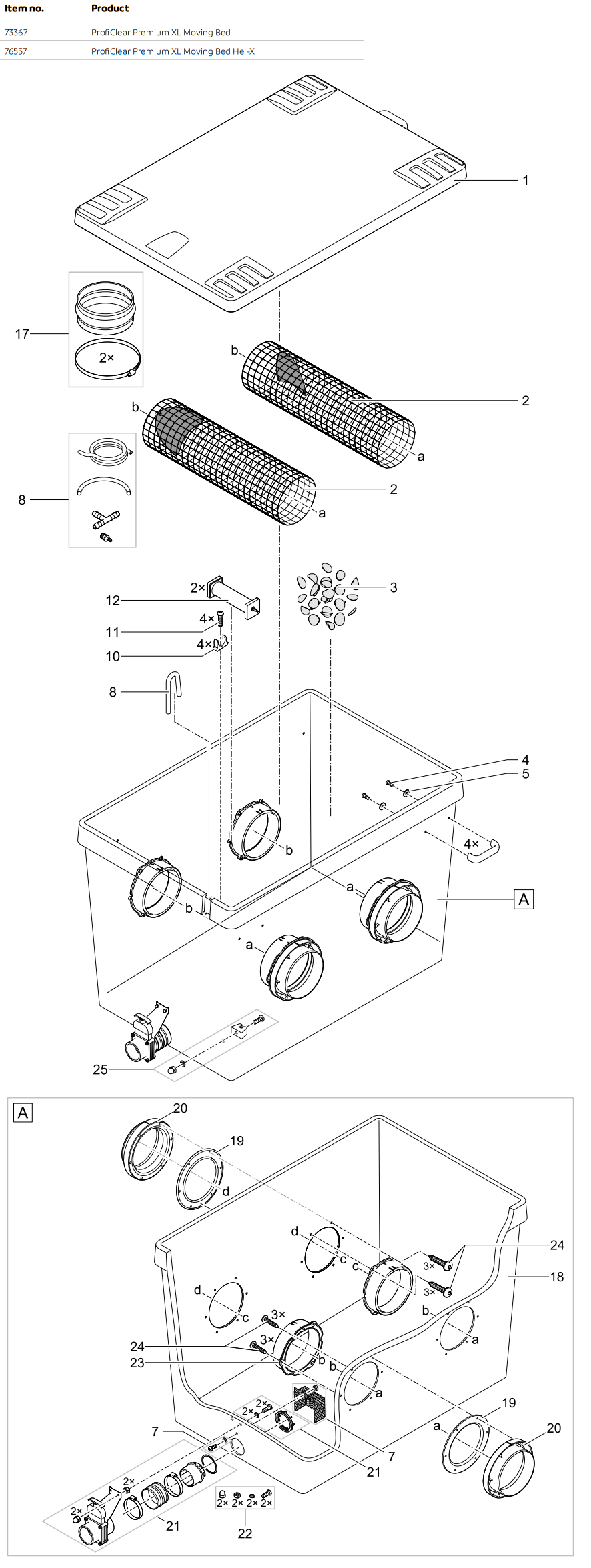 Moving Bed Module XL Exploded Diagram