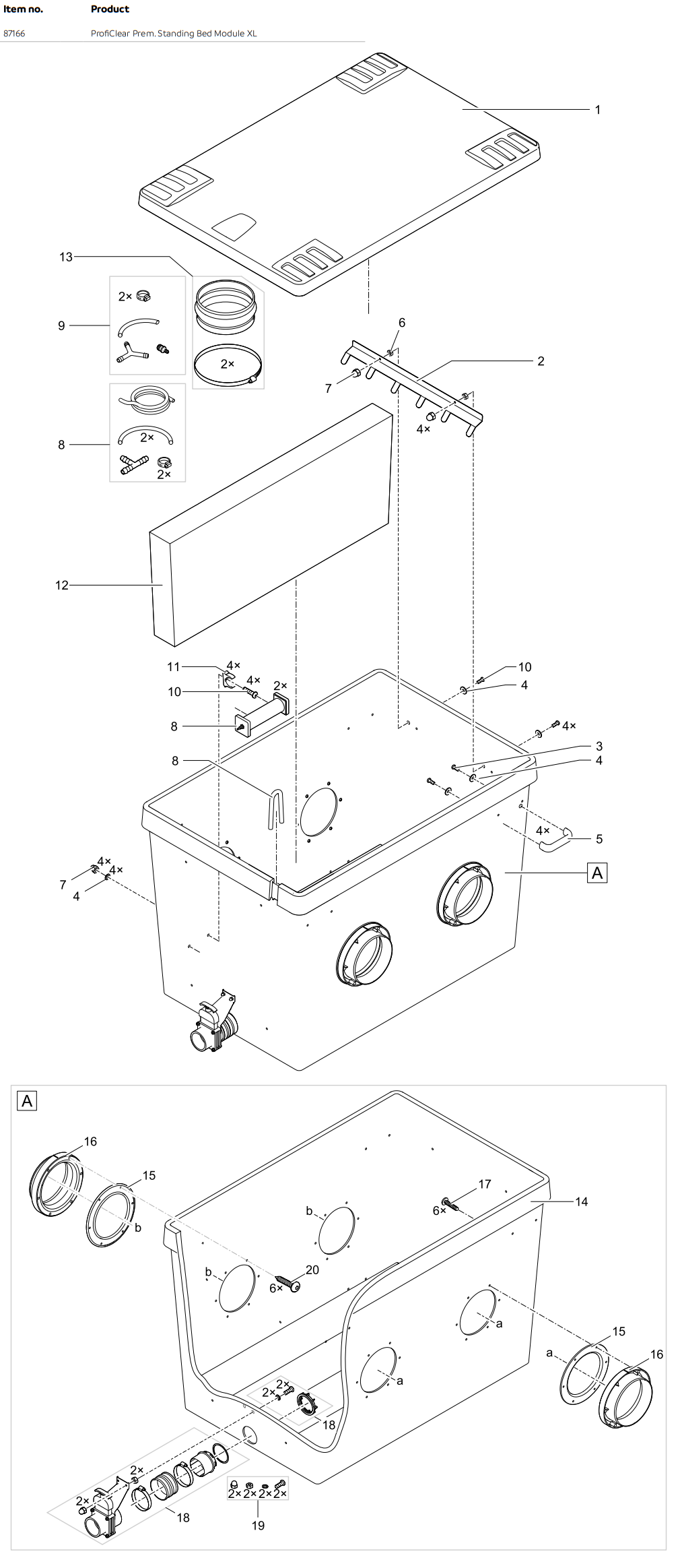 Standing Bed Module XL Exploded Diagram