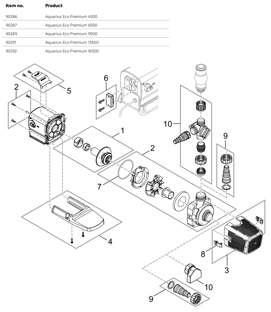 Aquarius Universal 4500-16500 Exploded Diagram