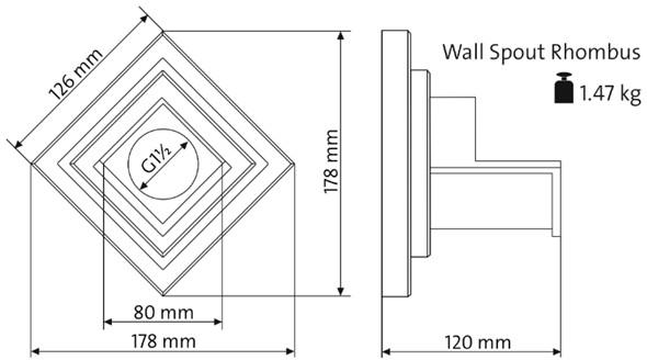 Wall Spout Rhombus Dimensions