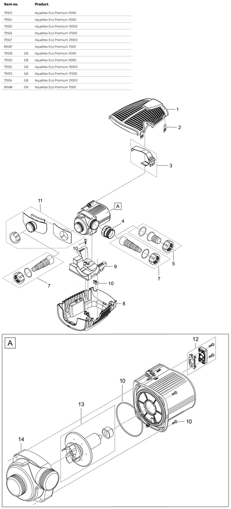 AquaMax Eco Premium Exploded Diagram
