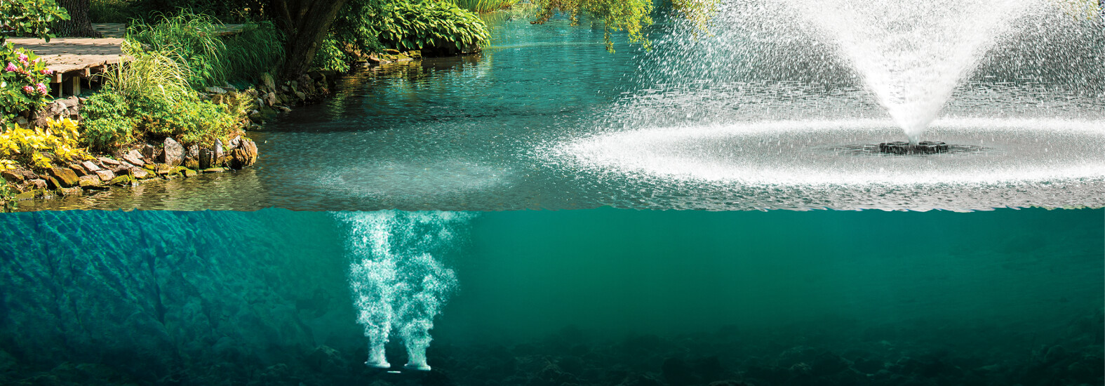 Lake with under surface and surface aeration