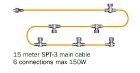 15m Cable (6 Connectors) - 150w max