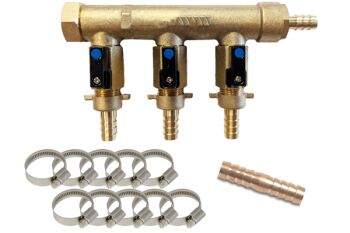 3 Way Brass Valved Manifold Kit