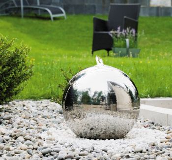 600mm Stainless Steel Sphere Feature - Water Garden UK - Water Garden