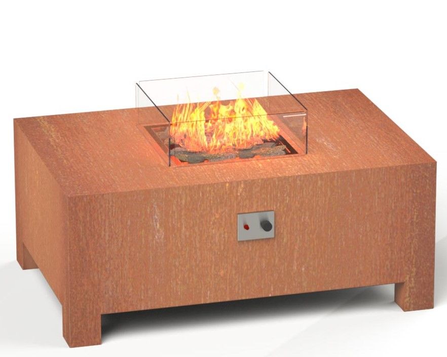 BRANN 1.2M Gas Corten Steel Table Fire Pit | Water Garden UK